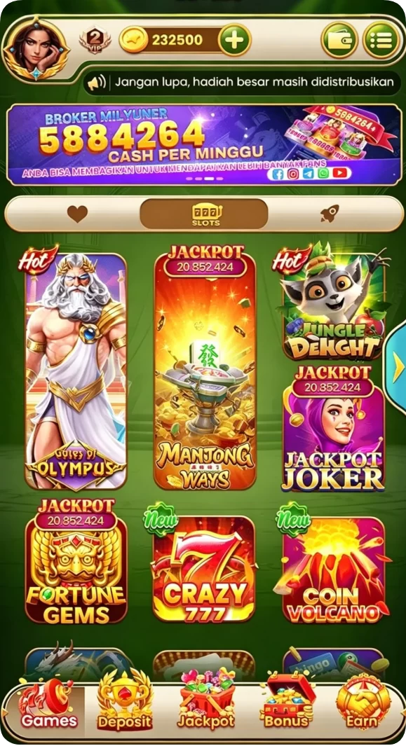 Beragam pilihan permainan menarik dalam aplikasi Download rupiah138 APK Terbaru Full Version.